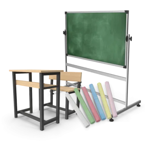 Pizarra y puesto de estudio